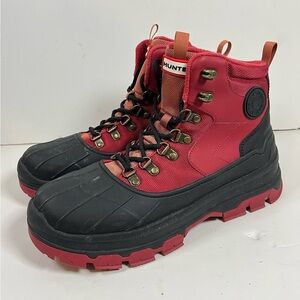 Hunter Red Black Waterproof Duck Boot Women's Size 9
